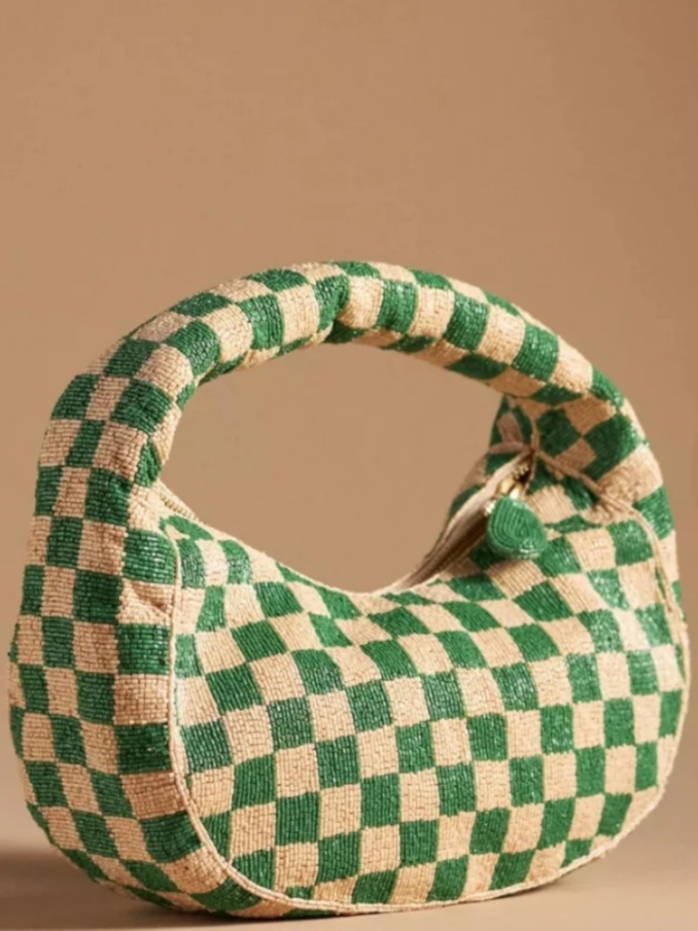 Maeve For Anthropologie Green & Cream Checkered Women's Bag